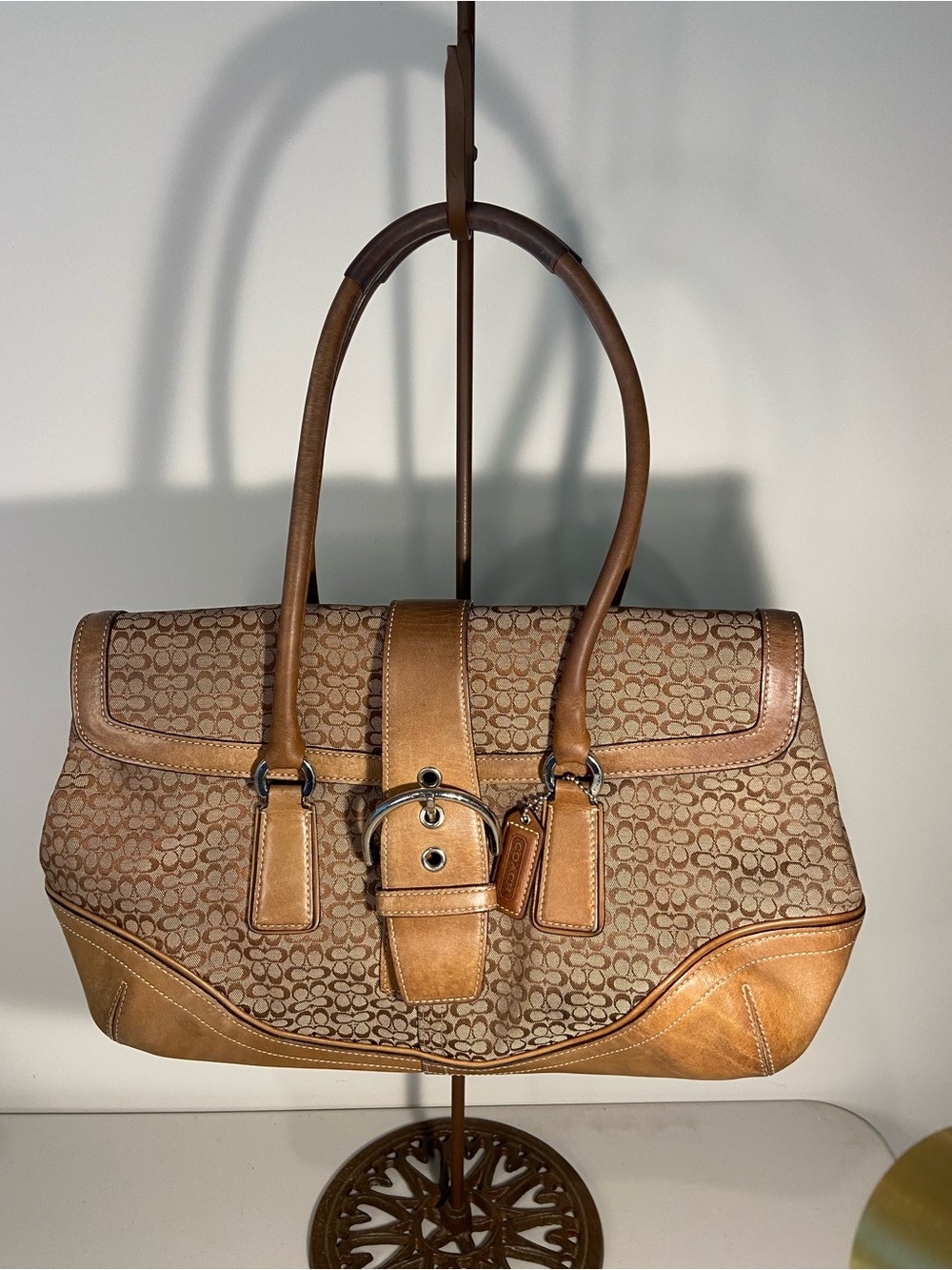 Y2K Coach SoHo Signature Hobo Shoulder Bag 6821 Tan